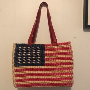 American Flag Straw Bag VINTAGE